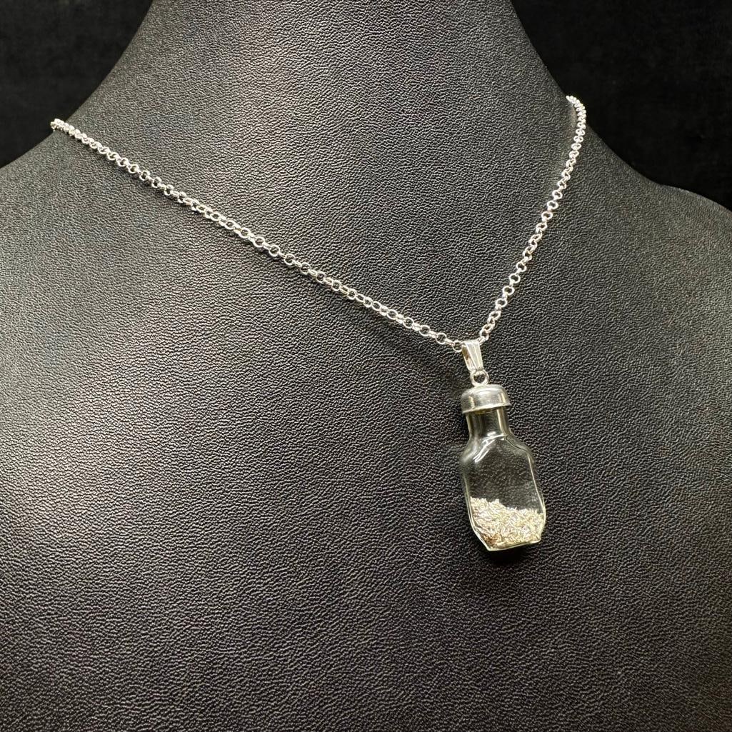 Sterling Silver Glass Bottle Silver Flake Pendant (1 of 3)