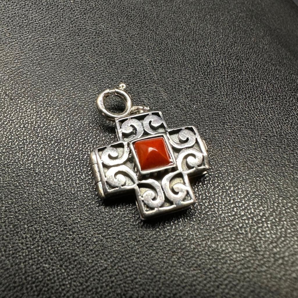 Sterling Silver Cross Locket Pendant (1 of 3)