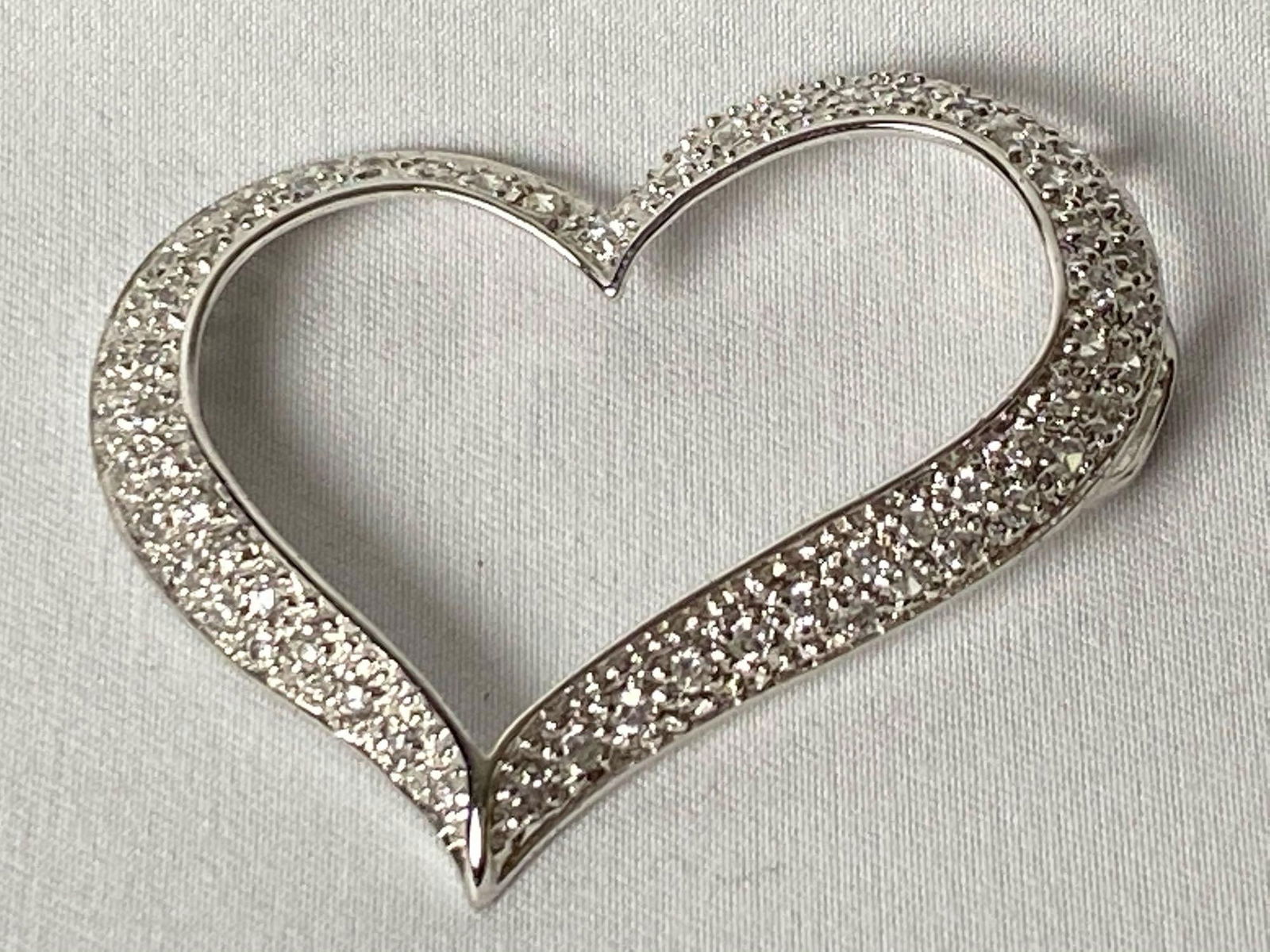 Large Sterling Silver CZ Heart Pendant Slide Charm (1 of 6)