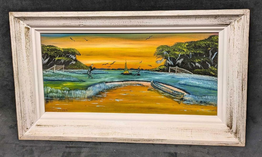 Florida Artist Glenn "Smitty" Smith Original Oil On Panel Indian Camp R42 (1 of 8)