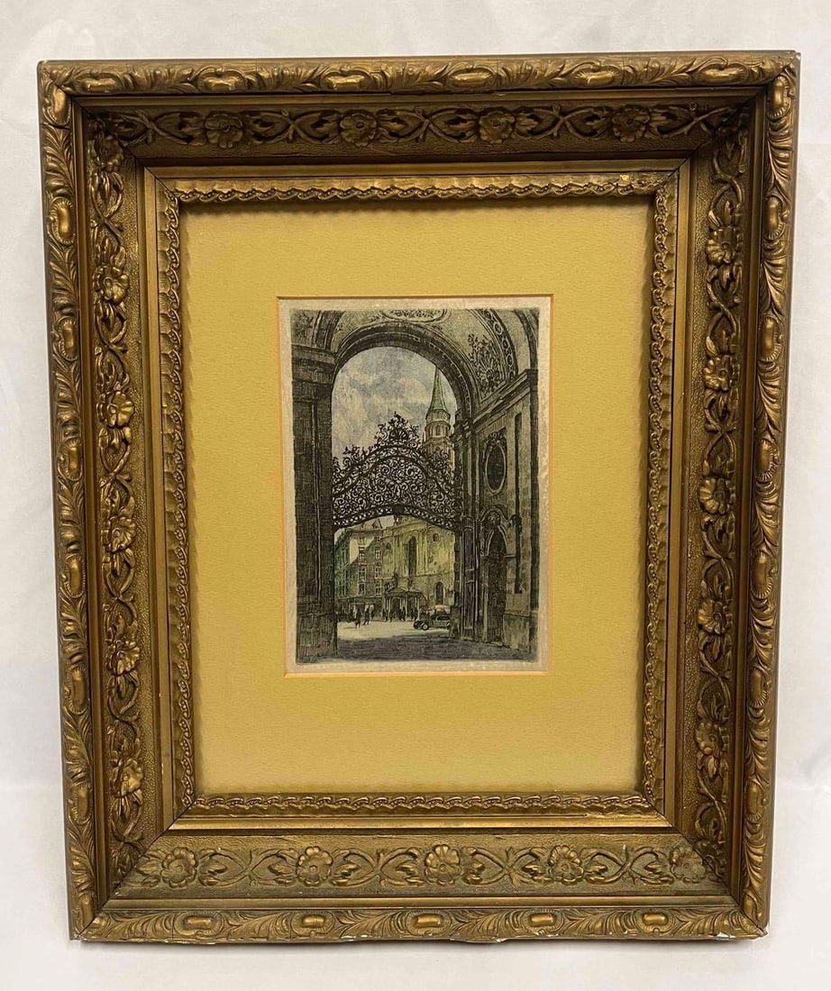 Vintage Framed Lithograph On Silk (1 of 13)