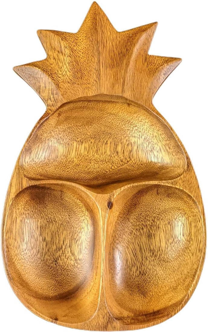 Vintage Monkey Pod Wood Pineapple Divided Serving Tray (1 of 6)