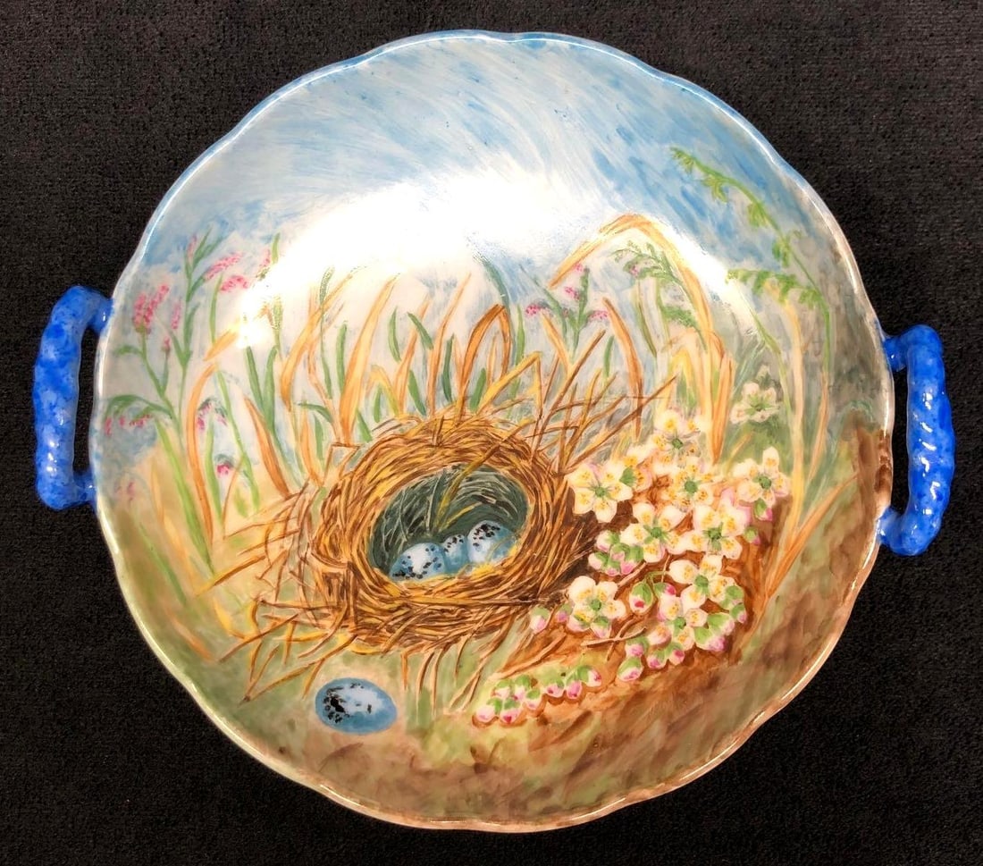 Antique Haviland & Co. Limoges Hand Painted Bird Nest Jewelry Trinket Dish - Made in France (1 of 5)