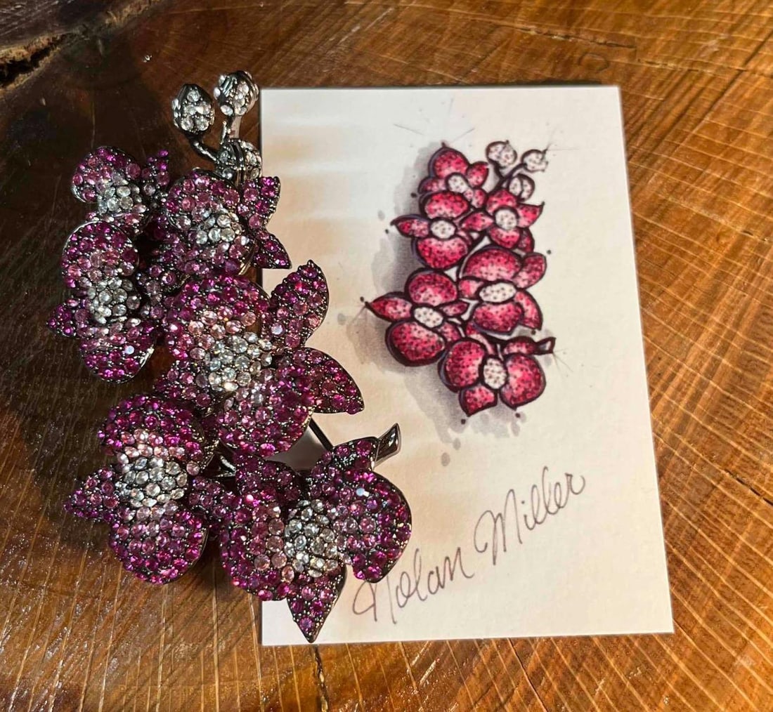 Vintage Nolan Miller Floral Fantasy Series Budding Branch Pin With COA (1 of 14)