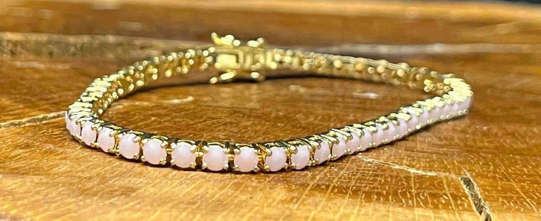 Joan Rivers Gold Tone Pink Gemstone Tennis Bracelet (1 of 11)