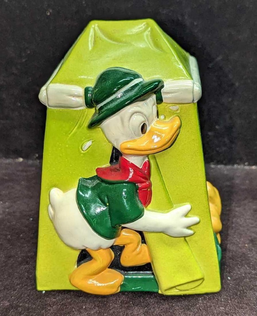 Vintage Plaster Camping Tent Donald Duck Bank (1 of 6)
