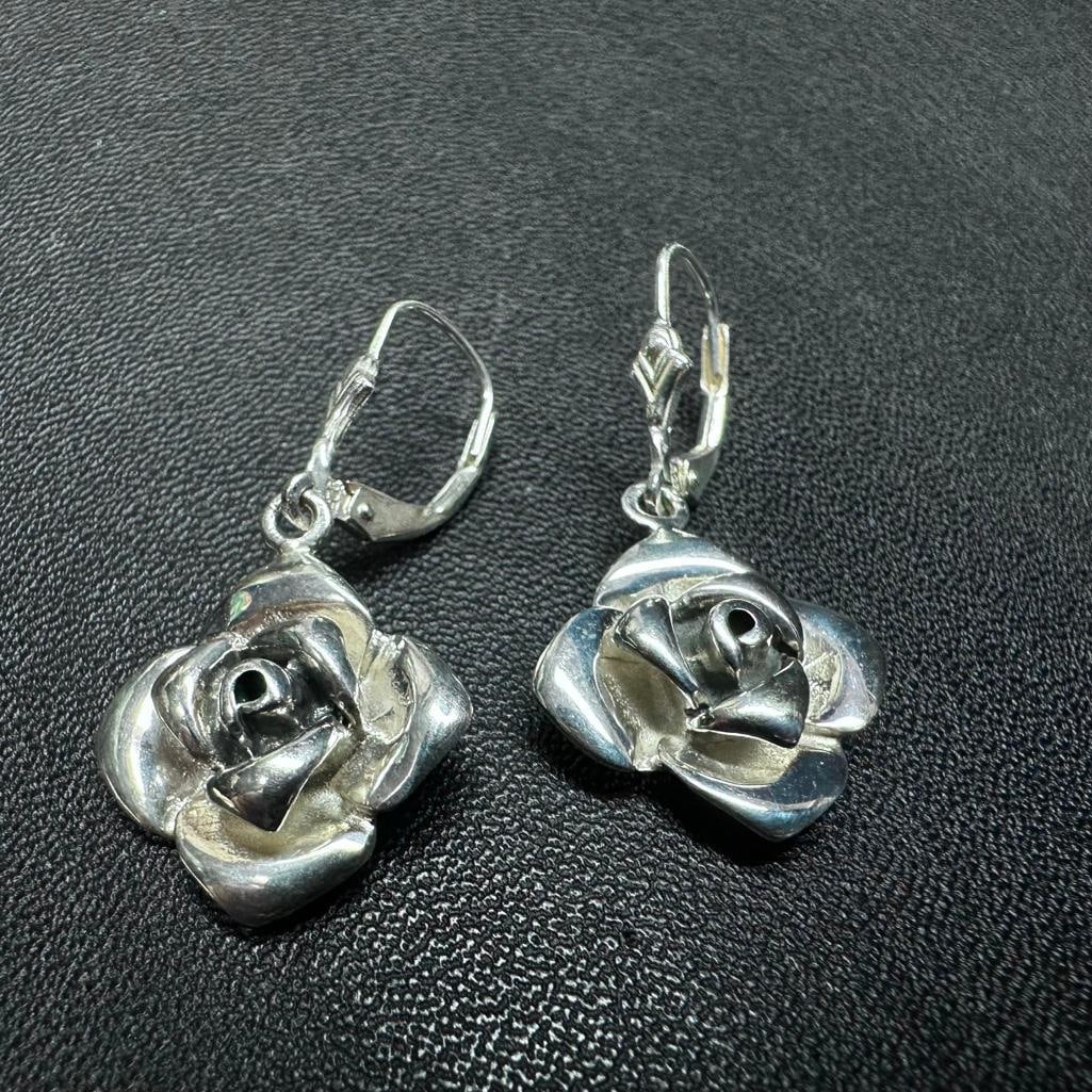Sterling Silver Flower Dangle Earrings (1 of 2)