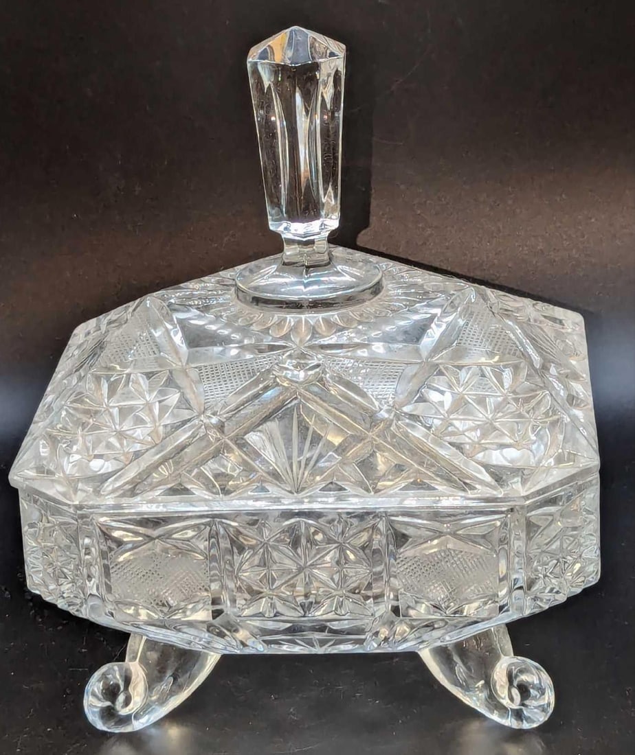 Vintage Crystal Covered Footed Candy Dish (1 of 7)