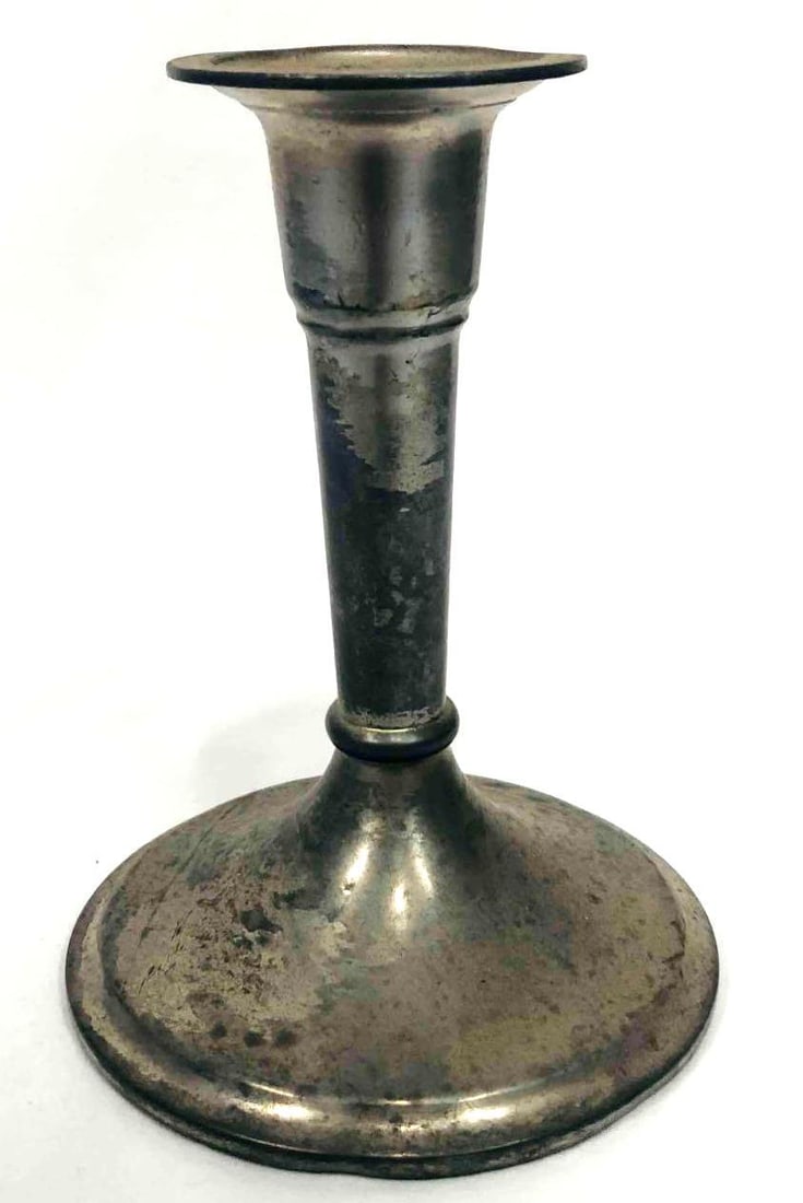 K.M.D. TIEL Royal Holland Pewter Candlestick: This lot contains K.M.D. TIEL Royal Holland Pewter Candlestick. Made In Holland. It is approx 4" x 4" x 5 3/4" and it weighs about 0.5lbs. Overall the Candlestick is in good used condition