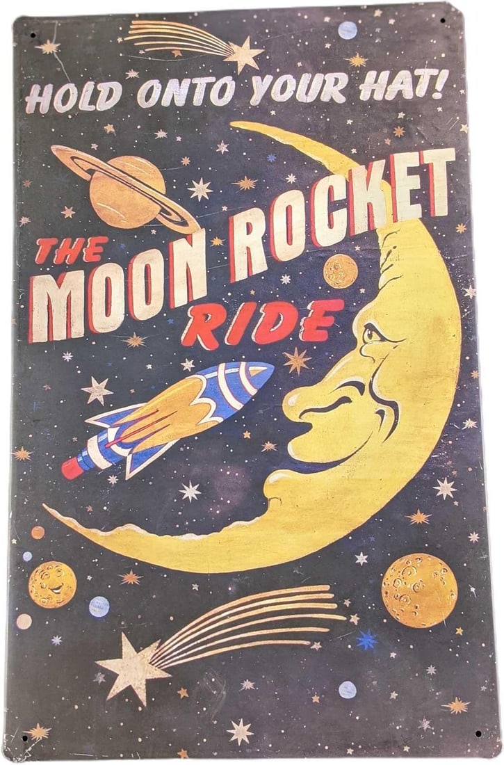 Vintage Style The Moon Rocket Ride Tin Sign (1 of 2)