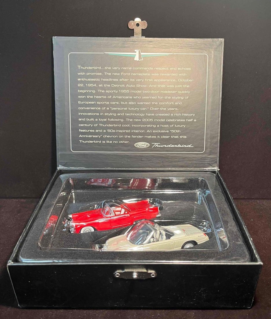 Hallmark 2005 Thunderbird 50th Anniversary Ford Limited Edition Set Of 2 Ornaments: This lot contains Hallmark 2005 Thunderbird 50th Anniversary Ford Limited Edition Set Of 2 Ornaments. It is approx 7 3/4" x 5 3/4" x 2 1/4" and it weighs about 0.7lbs. Overall the Ornament