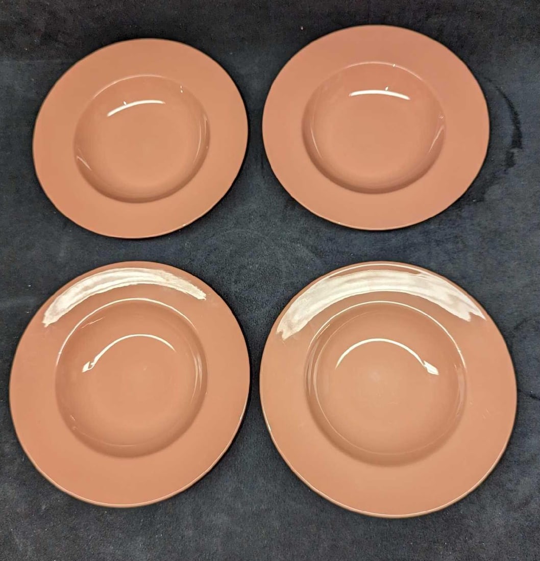 4 Peach Lenox Fine China Rim Soup Bowls B: 4 Peach Lenox Fine China Rim Soup Bowls B. Each bowl is approx 8 1/4" x 8 1/4" x 1 1/4" and the total weight is 2.74 lbs. The bowls have no chips or cracks.