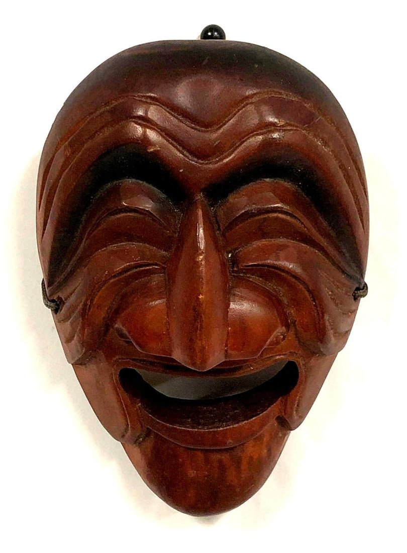 Handmade Traditional Korean Hahoetal Carved Mask (1 of 5)