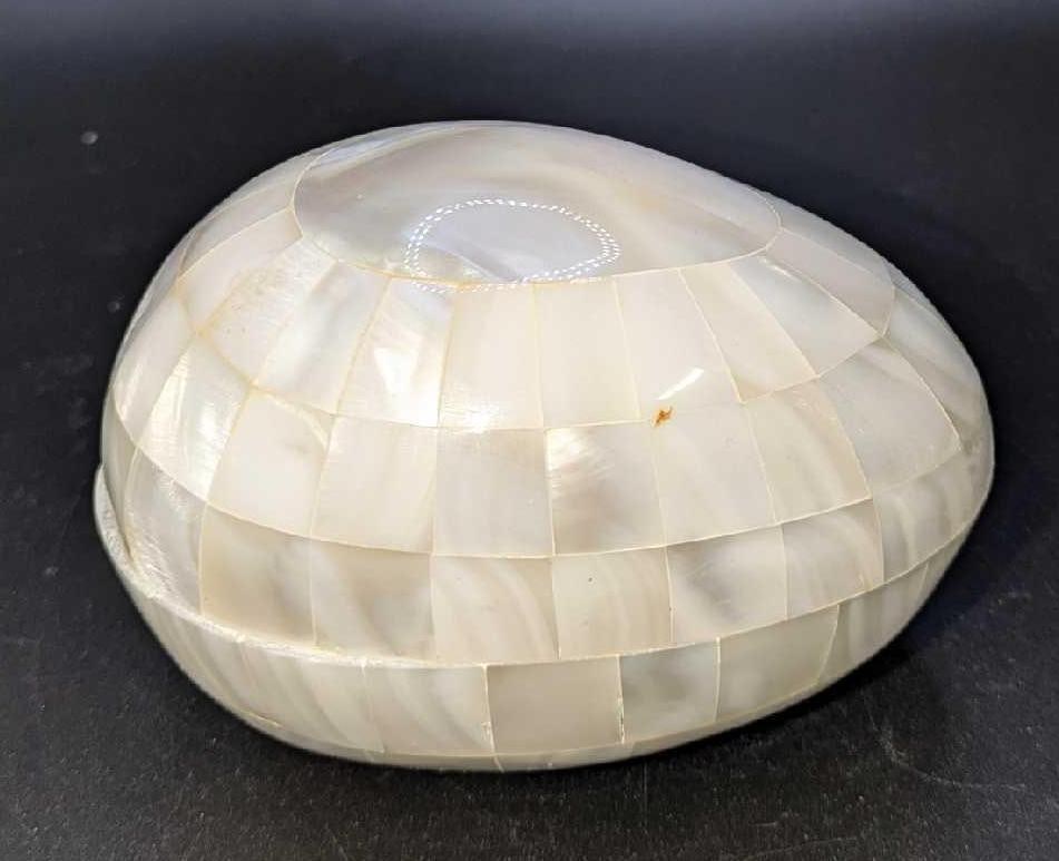 Mother Of Pearl Mosaic Style Egg Shaped Trinket Box (1 of 8)