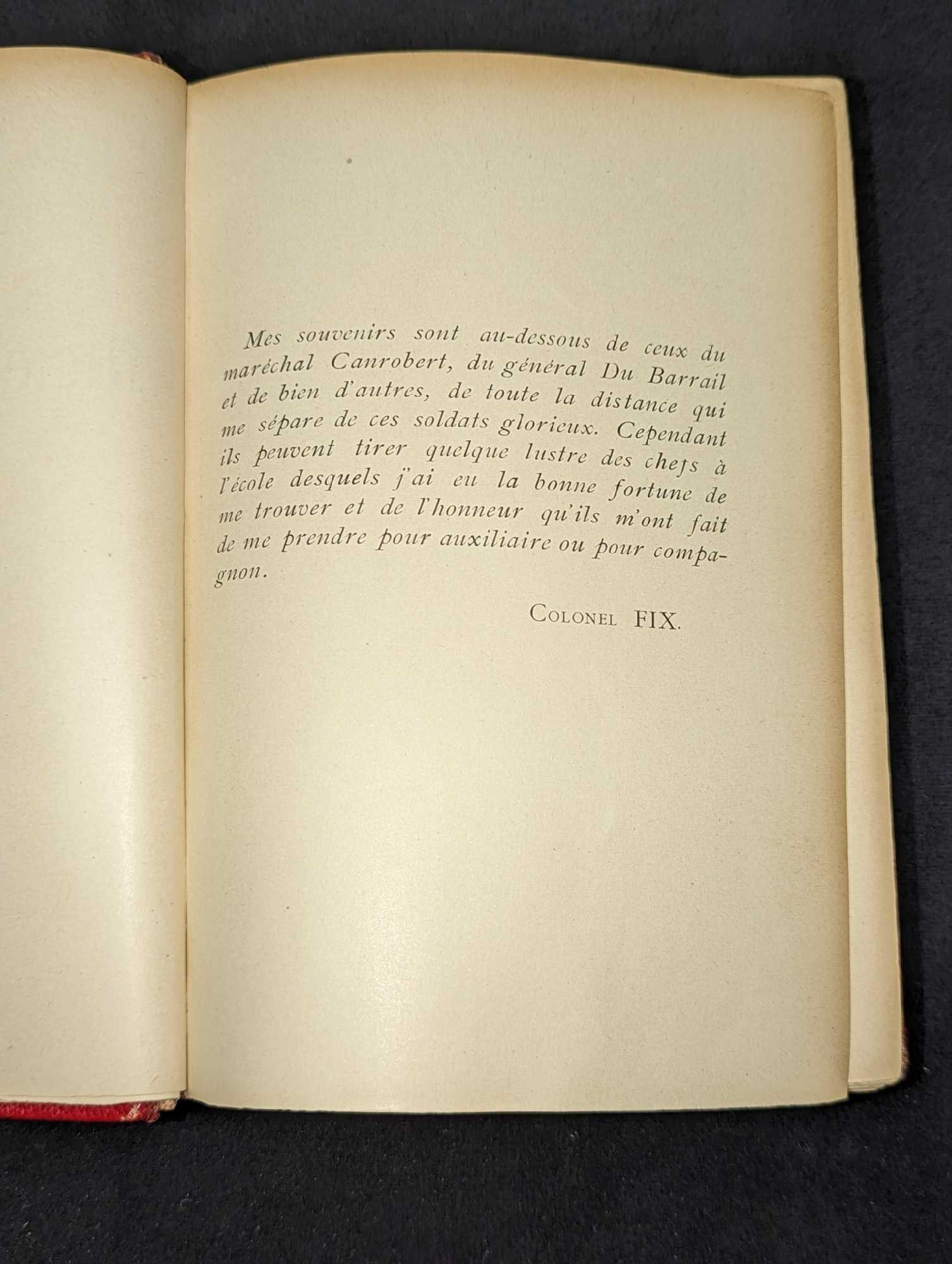 Souvenirs D'un Officier d'État-Major Hardcover: Souvenirs un Officier Major Hardcover. By Colonel Fix and was published by F. Juven (Paris). No year is given, but this was probably published in the late 1800s/very early 1900s. The text included in 