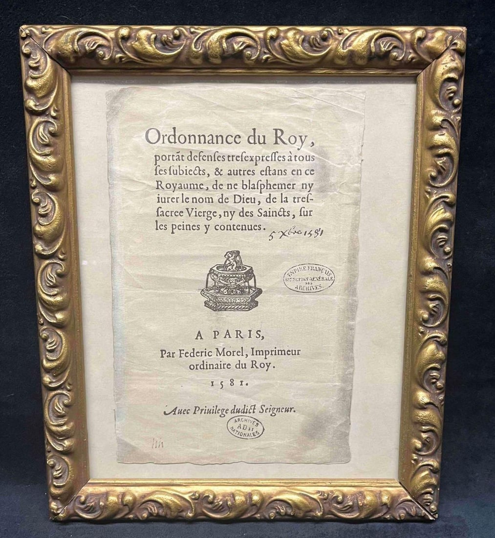 Framed French Book Cover Ordonnance Du Roy 1851 (1 of 4)