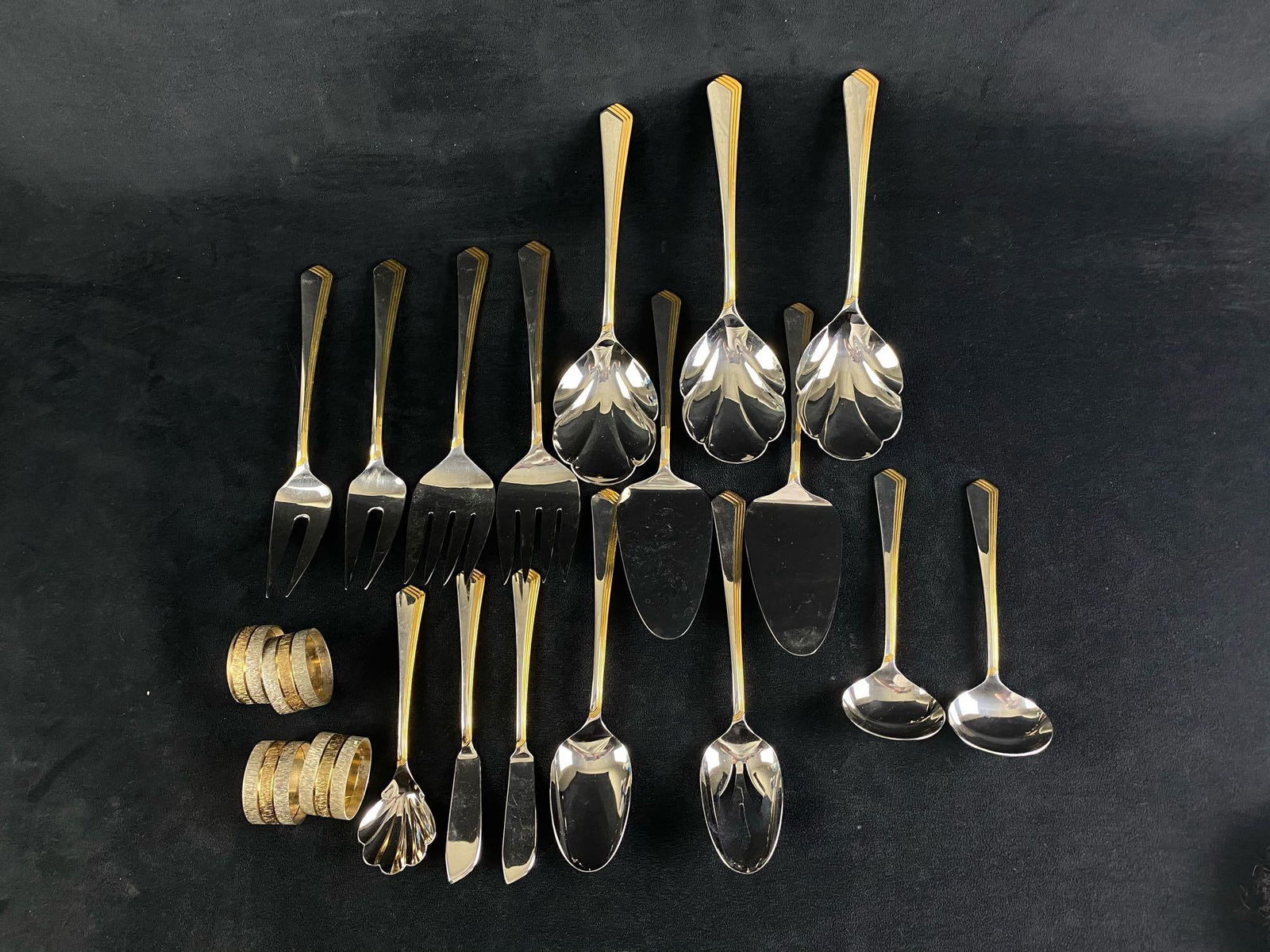 20 pc Yamazaki Ramona Gerald Patrick Gold Accent Stainless Steel flatware (1 of 11)