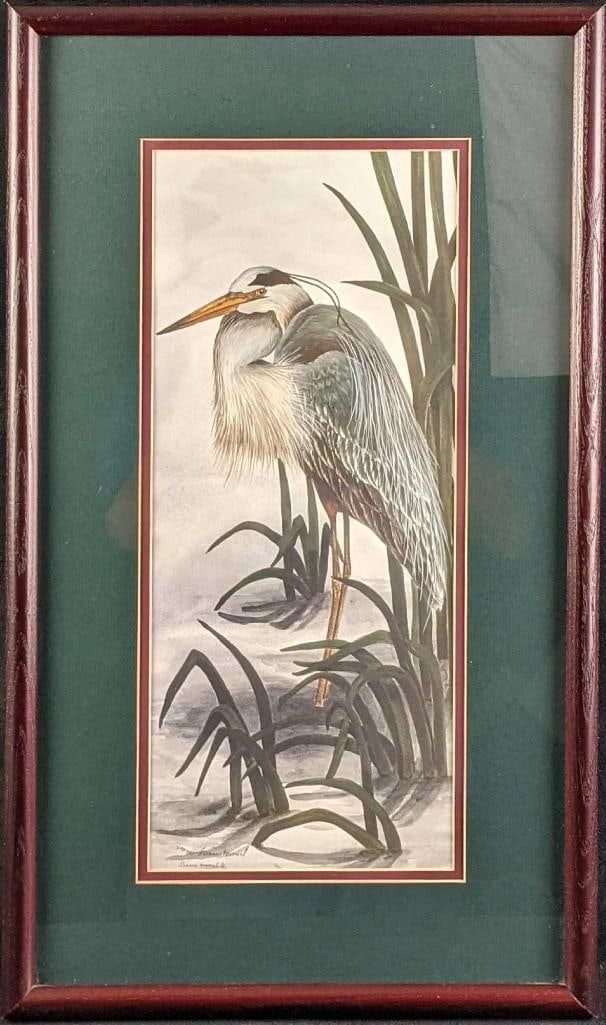 Framed Dianne Krumel "Blue Heron" LE Print (1 of 6)
