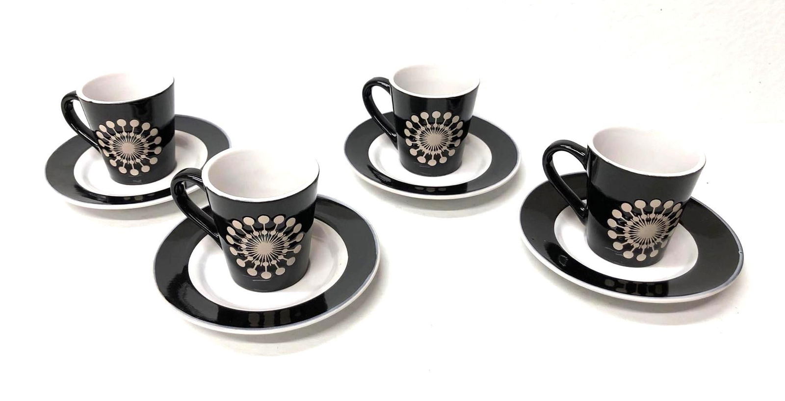 8pc Espresso Collection - 4 Cups & 4 Saucers - Black & White Starbursts - Home Essentials and Beyond (1 of 6)