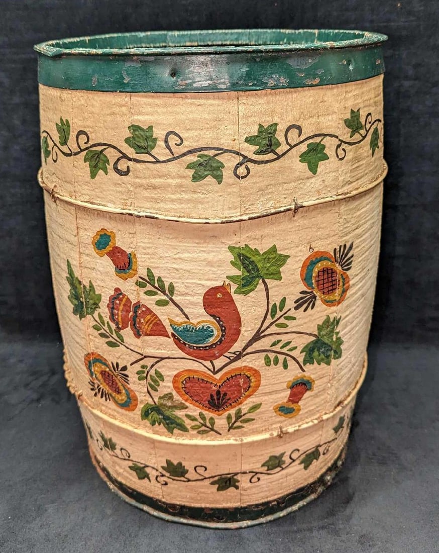Antique Wood Barrel Dutch/Scandinavian Folk Art (1 of 7)