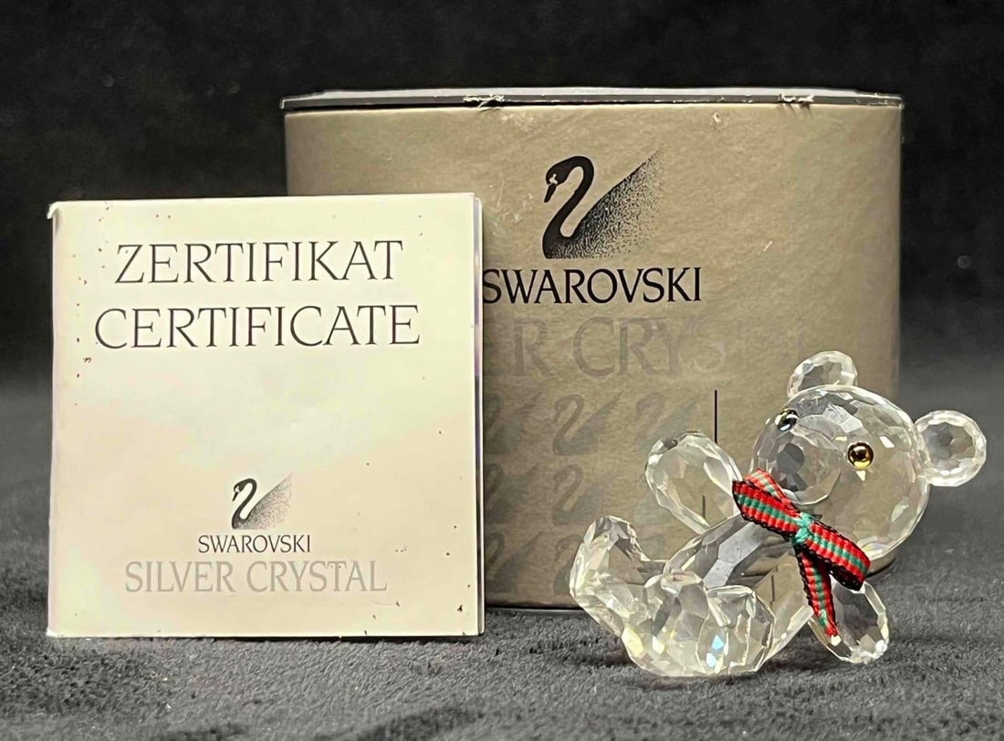 Swarovski Crystal Mini Reclining Kris Bear Figurine Box & Certificate (1 of 15)