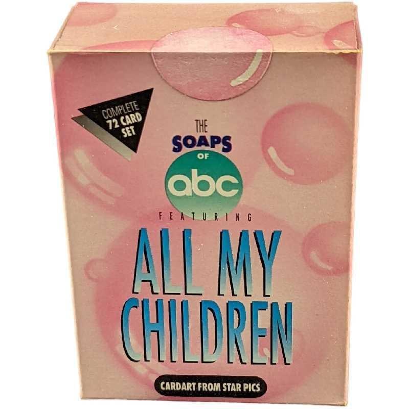 All My Children Complete Card Factory Sealed Set: All My Children - Complete 72 Card Factory Sealed Boxed Set. These were released in 1991 by Star Pics Inc. As noted in the box, "May Contain At Least One Original Authenticated Autographed Card