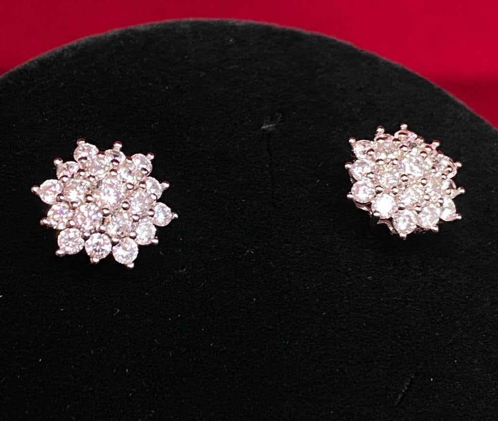 Sterling Silver CZ Cluster Earrings (1 of 4)