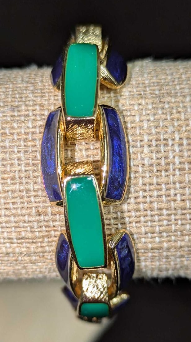 Kenneth Jay Lane Gold Tone Enamel Bracelet (1 of 5)