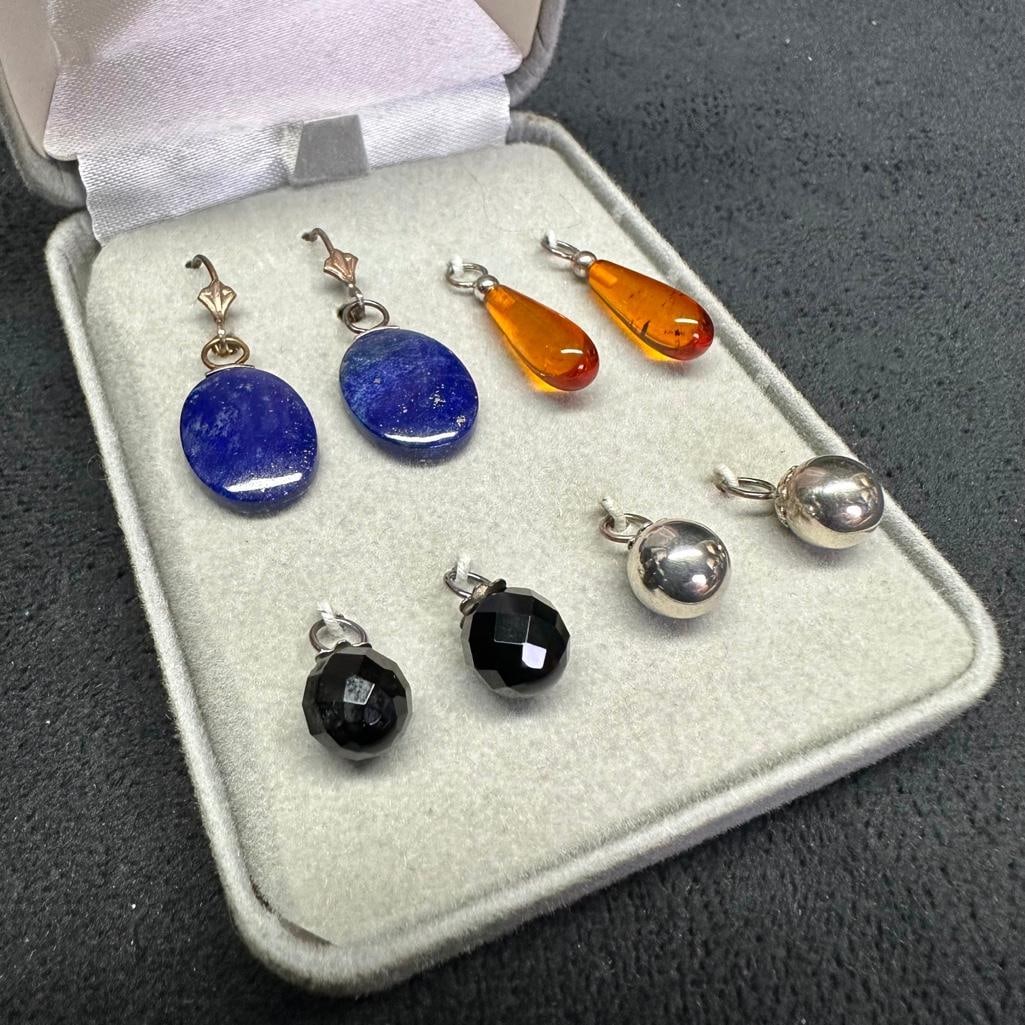 4 Pairs of Sterling Earrings Various Stones (1 of 2)