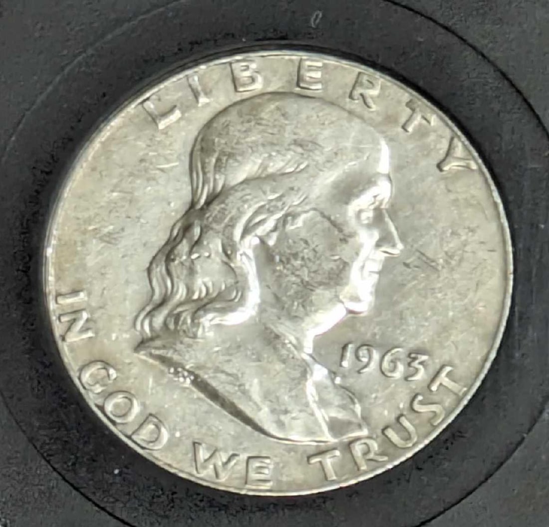 Authenticated VG Franklin Silver Half Dollar 1963 D (1 of 4)