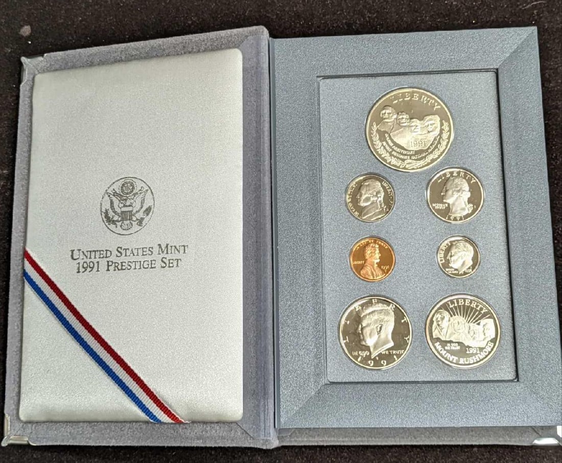 1991 US Prestige Proof Set-Mt. Rushmore Coins-90% Silver Dollar (1 of 7)