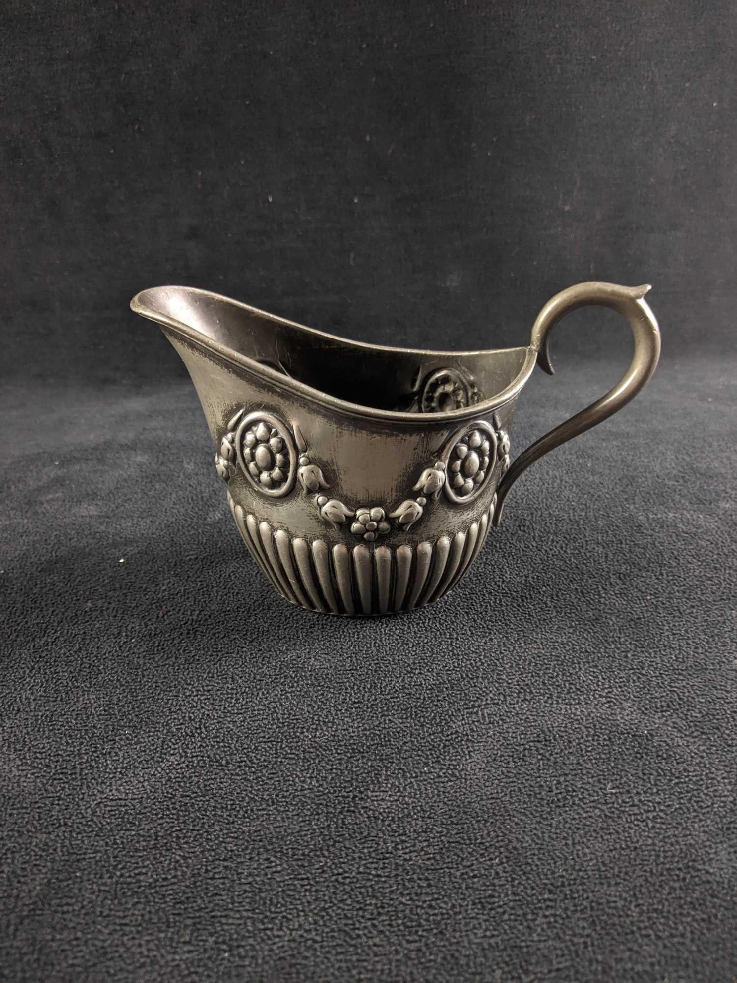 Pitcher and Silver Plated Cup With Pewter Pourer (1 of 11)