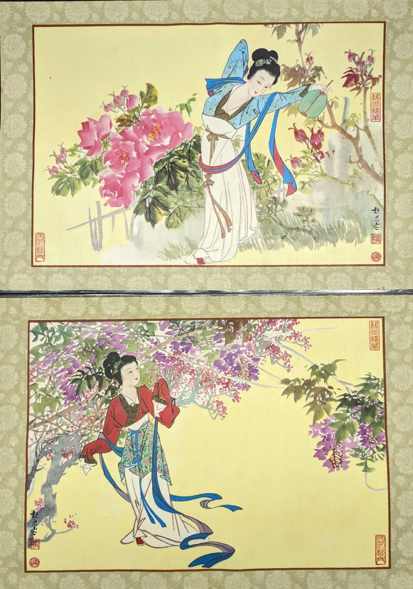 Geisha & Japanese Ducks & Hare Reversible Placemats: Geisha & Japanese Ducks & Hare Reversible Placemats. These laminated placemats are approx 12" x 17 1/4" and together they weigh 0.28lb. Both are in a good, vintage condition with some 