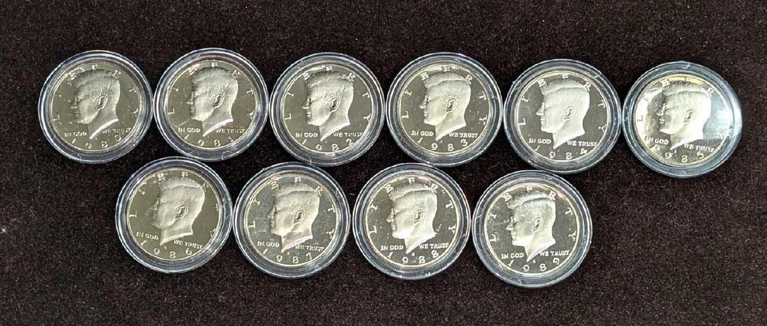 1980-1989 S Kennedy Half Dollars Proof Run Coins (1 of 12)