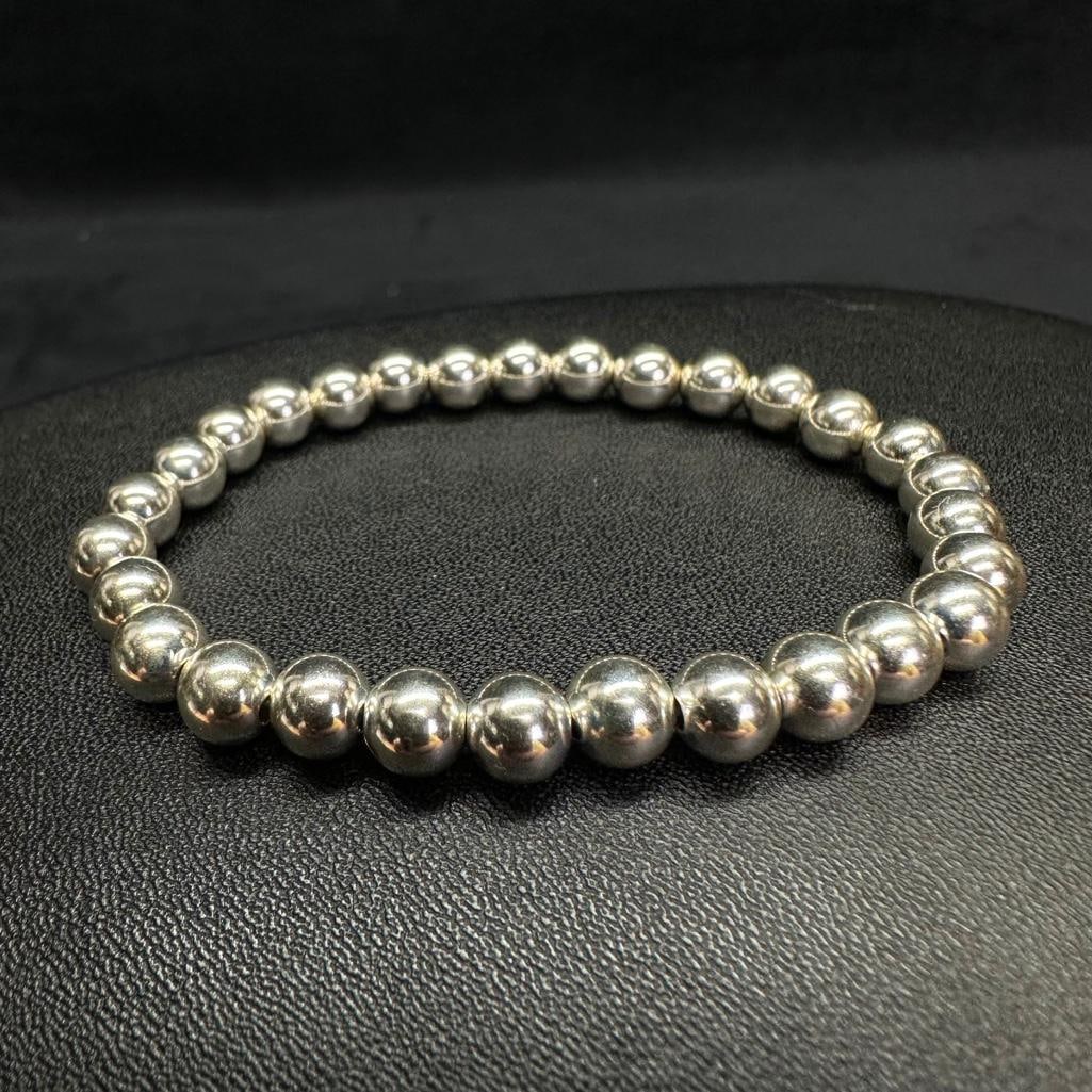 Sterling Silver Bead Stretch Bracelet C (1 of 2)