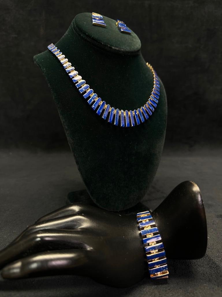 Cleopatra Style Sterling and Lapis Lazuli Set (1 of 3)