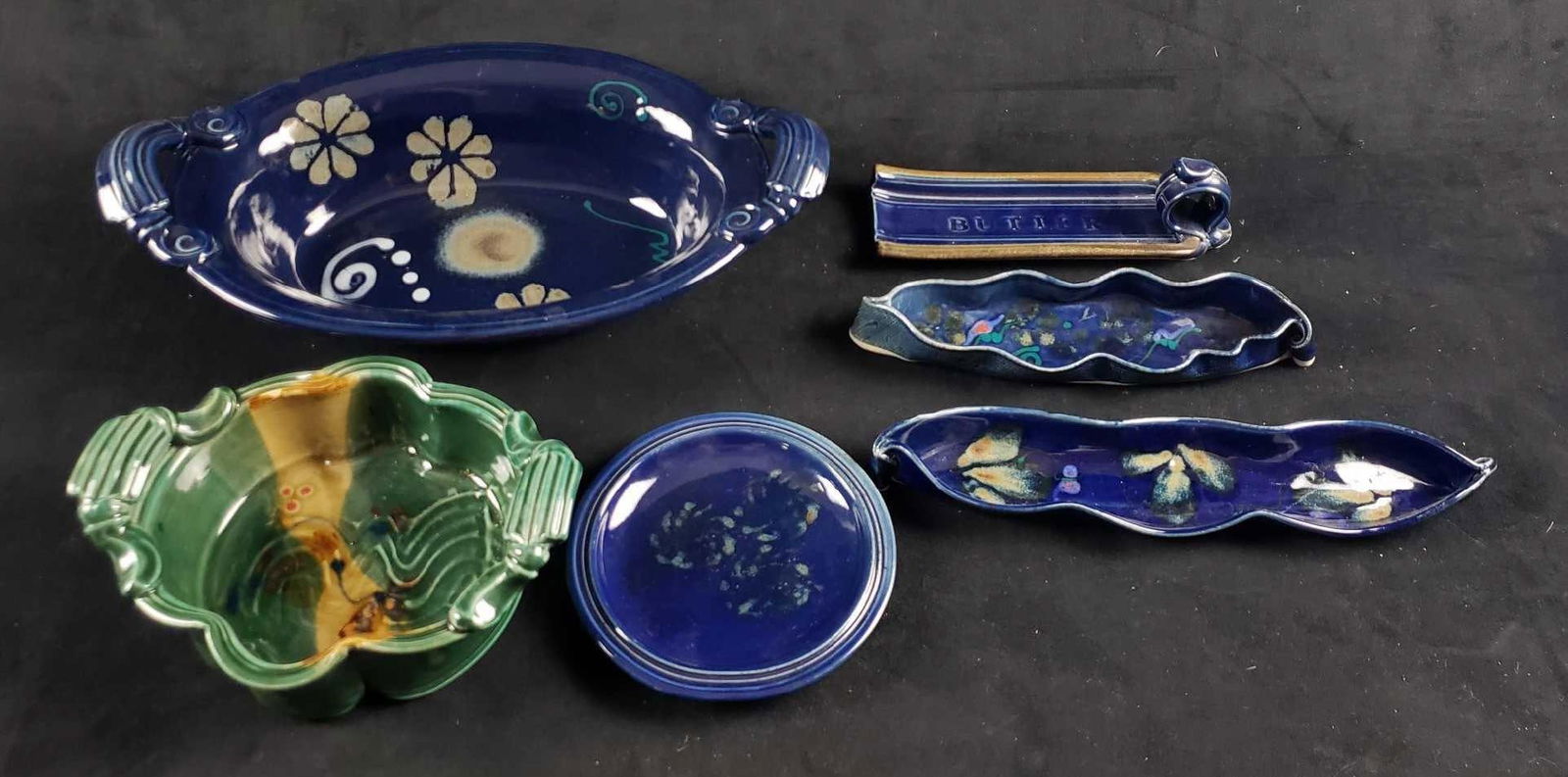 Lot of 6 Blue Floral Stoneware Items (1 of 9)