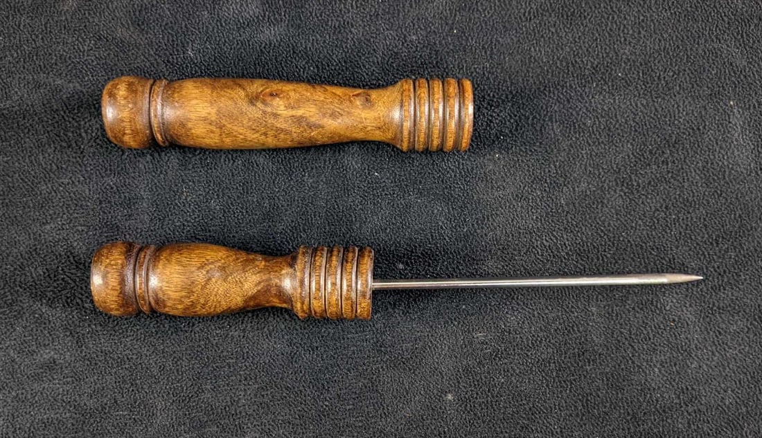 Vintage Wooden Handle Icepick Self Defense: Vintage Wooden Handle Icepick Self Defense This icepick is two parts with the icepick base and wooden handle with a wooden cover to go over the pick. This was used as a discreet defense weapon. This i