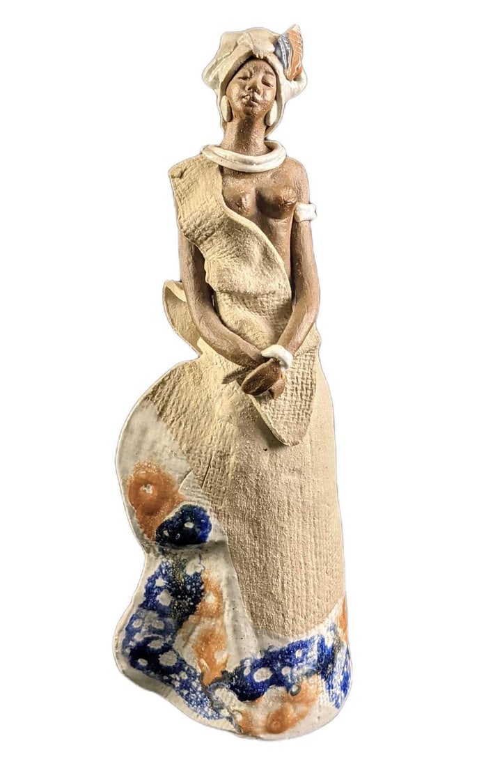 Hand Made Topless Woman Ceramic Sculpture Figurine (1 of 8)