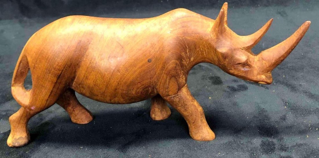 Hand Carved Wood Rhino Figurine African Primitive Art (1 of 7)