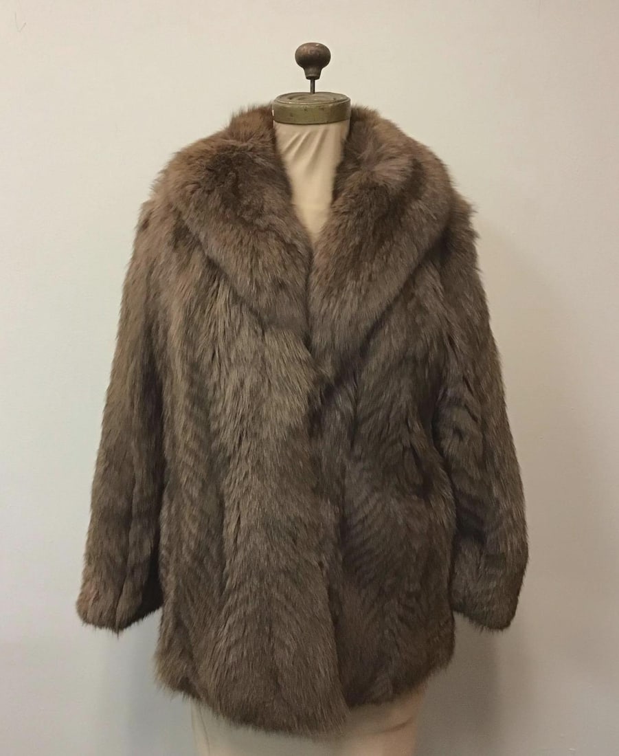 Feather Cut Brown Fox Fur Coat Vintage Fashion (1 of 6)