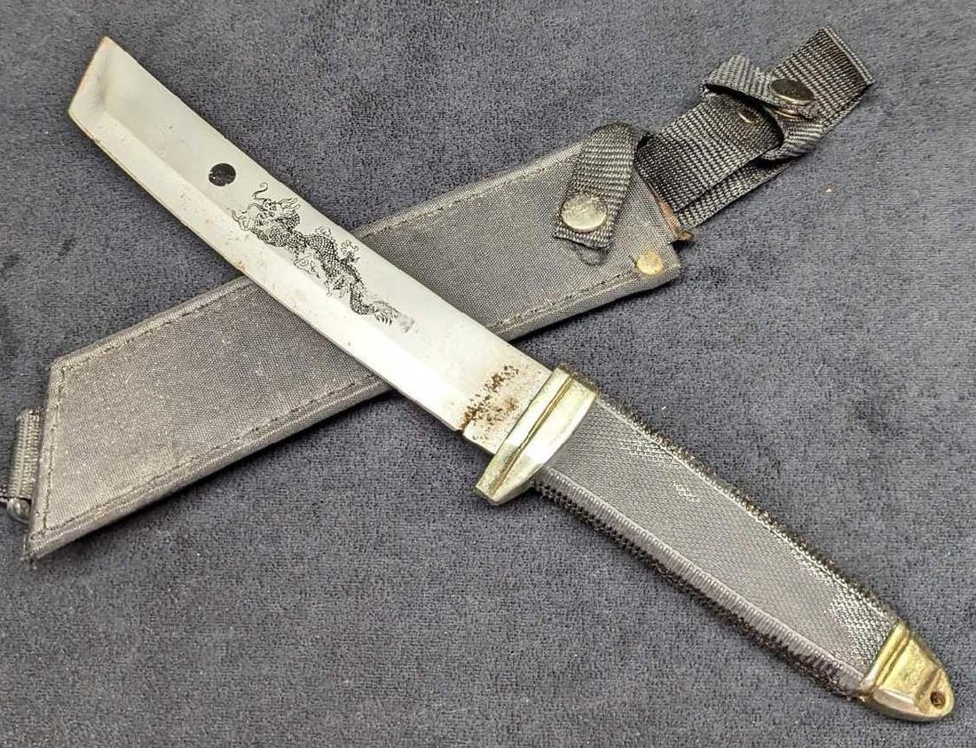 Vintage Fantasy Knife Dragon Tanto Blade With Sheath (1 of 7)