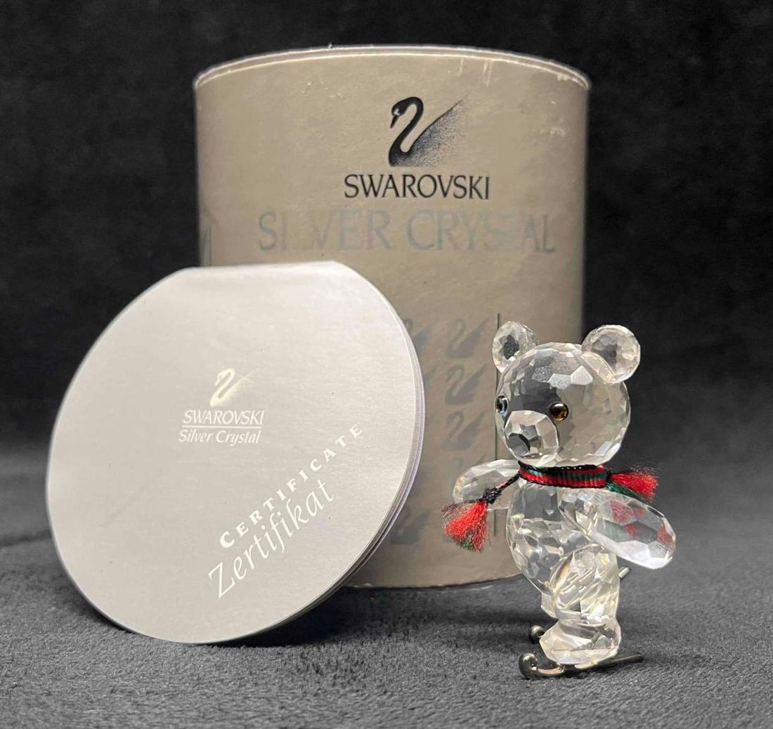 Swarovski Crystal Skate Teddy Bear 7673 In Original Box With Certificate (1 of 14)