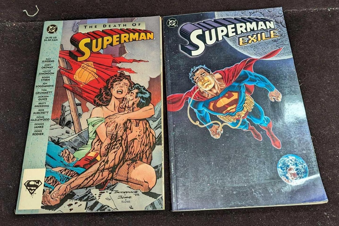 2 DC Comics Paperbacks Death & Exile Of Superman Comics (1 of 6)