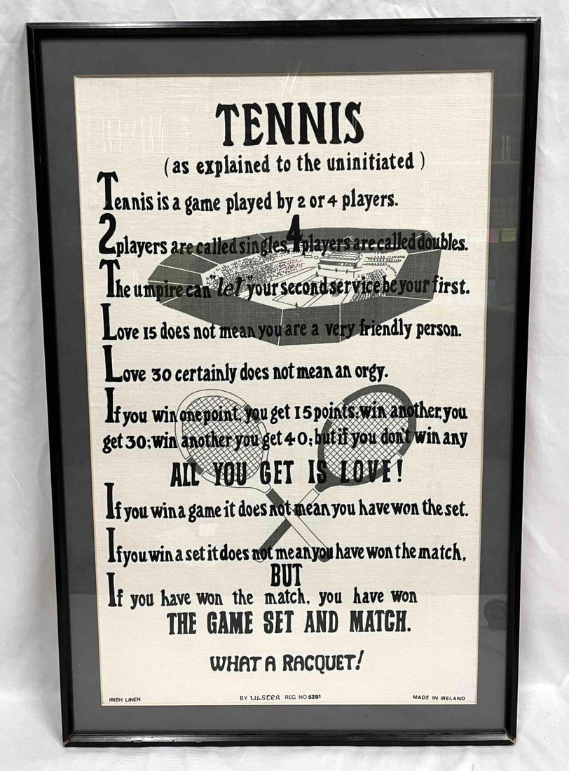 Framed Ulster Irish Linen Novelty Tennis Tea Towel Made in Ireland (1 of 10)