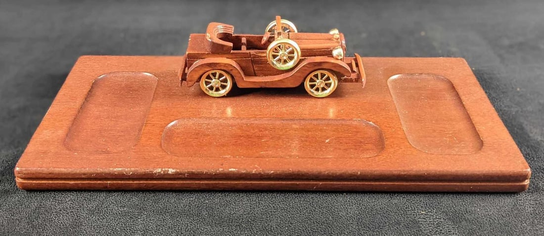 Vintage Wooden Desk Organizer With Car (1 of 8)