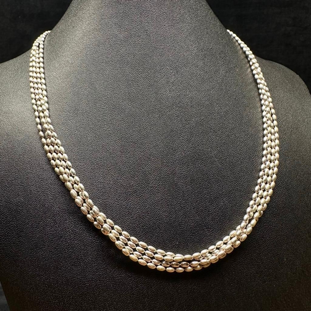 90" Sterling Silver Bead Link Necklace (1 of 3)