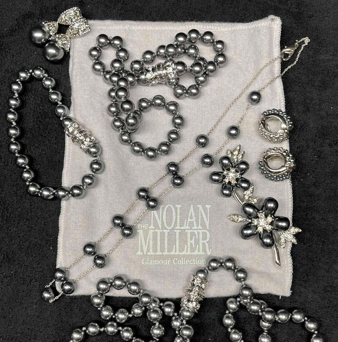 Vintage Faux Pearls Silver Tone Nolan Miller, Joan Rivers, E Pearl Mixed Jewelry Set (1 of 15)