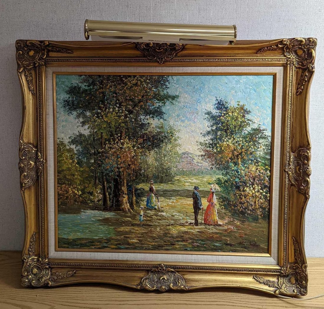 Alen Walters Impressionist Style Original Oil: Alen Walters Impressionist Style Original Oil. Original framed oil on canvas is signed by the artist on the bottom right. Also comes with a light. The framed original is approx 30 3/4" x 2" (W