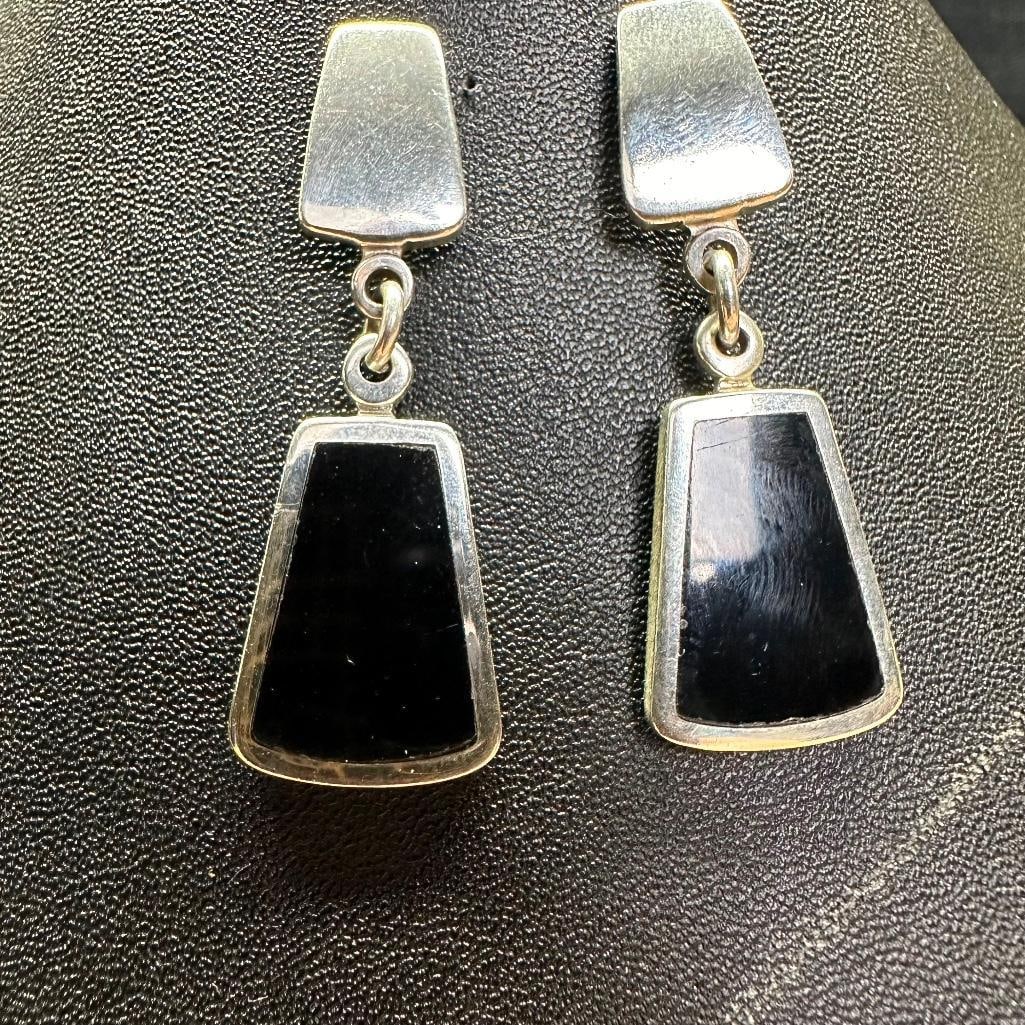 Sterling Silver Black Enamel Dangle Earrings (1 of 2)